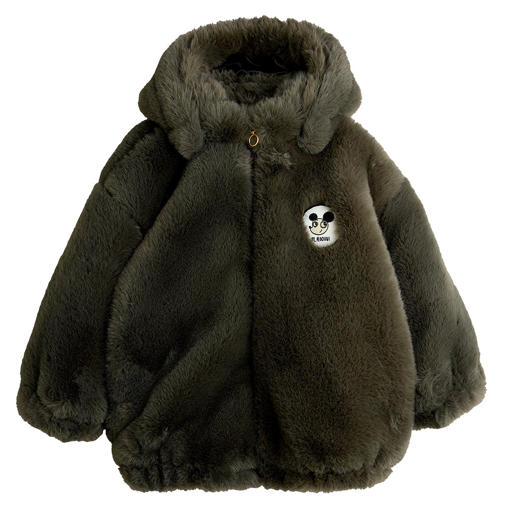 Mini Rodini Child Faux Fur Jacket Grey