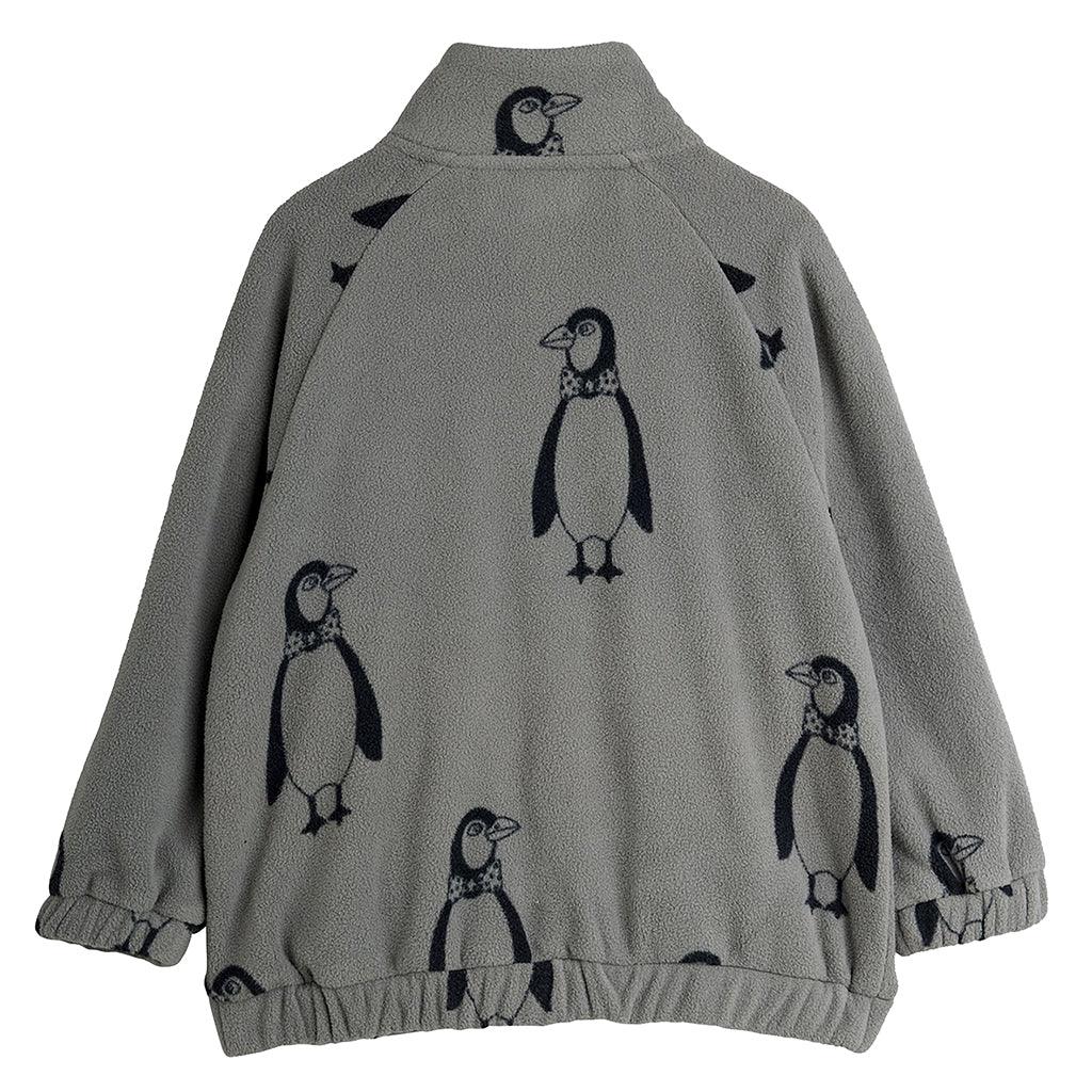 Mini Rodini Child Fleece Jacket Grey Penguin Print