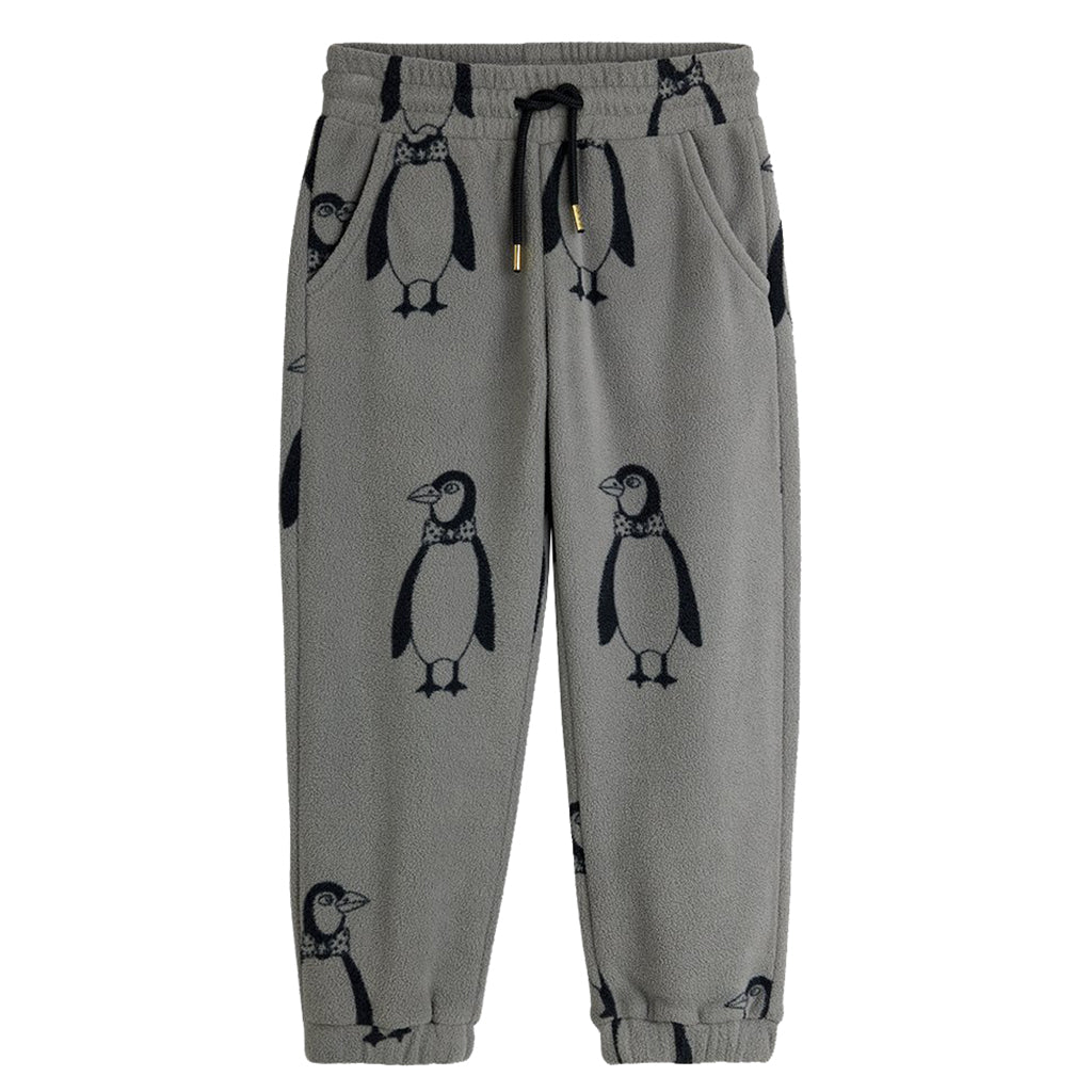 Mini Rodini Child Fleece Pants Grey Penguin Print
