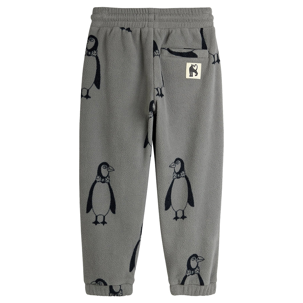 Mini Rodini Child Fleece Pants Grey Penguin Print