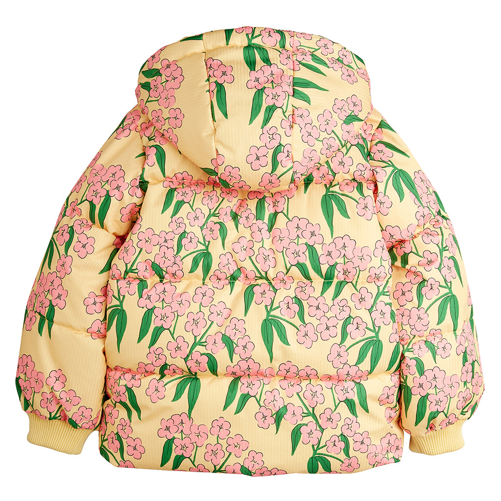 Mini Rodini Child Hooded Puffer Jacket Pink Alpine Flowers Print