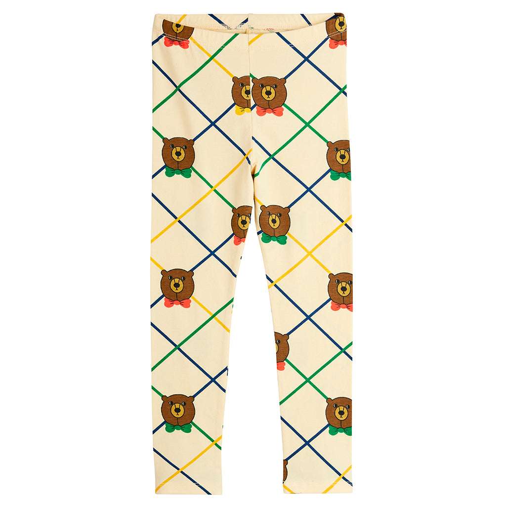 Mini Rodini Child Leggings Cream Bear Check Print