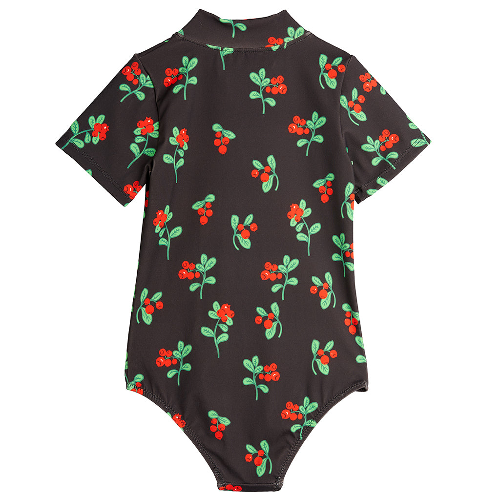 Mini Rodini Child Short Sleeved Swimsuit Lingonberries Black