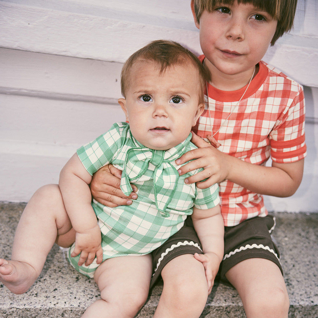 Misha & Puff Baby Scout Bodysuit String Piazza Green Checks