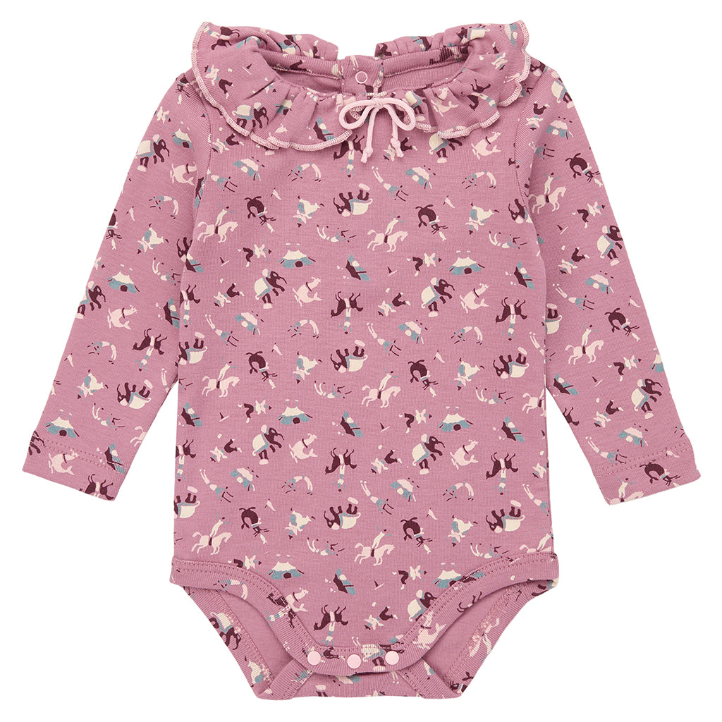 Misha & Puff Baby Pattie Bodysuit Antique Rose Pink Circus Print