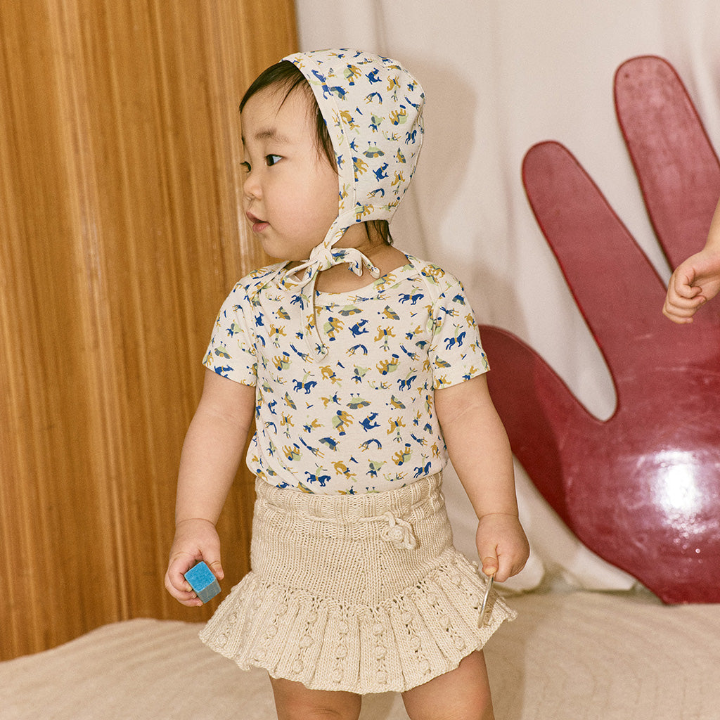 Misha & Puff Baby Bonnet Marzipan Cream Circus Print