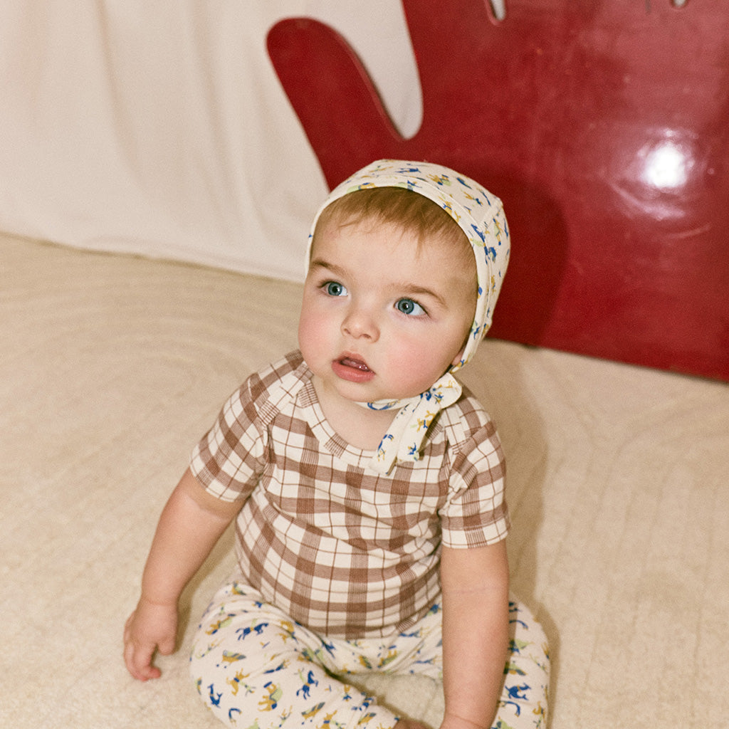 Misha & Puff Baby Bonnet Marzipan Cream Circus Print