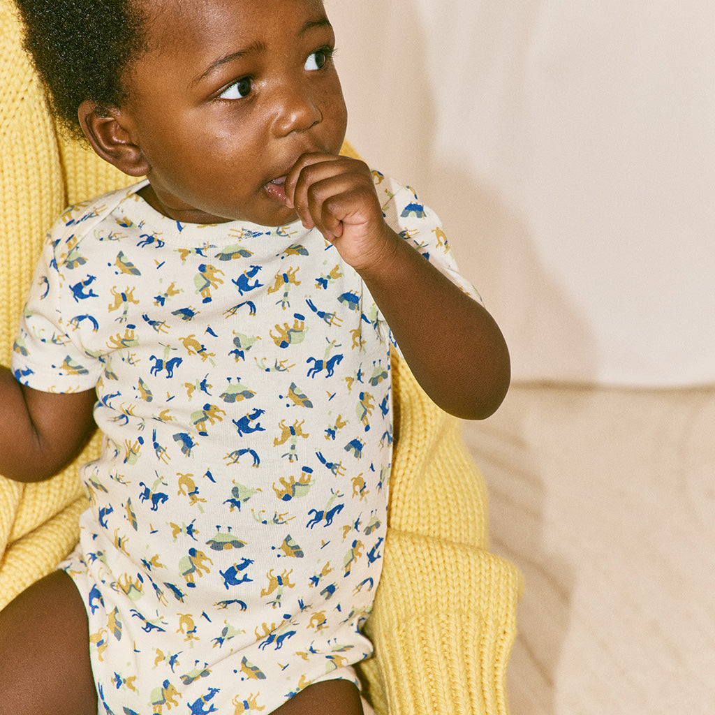 Misha & Puff Baby Lap Bodysuit Marzipan Cream Circus Print