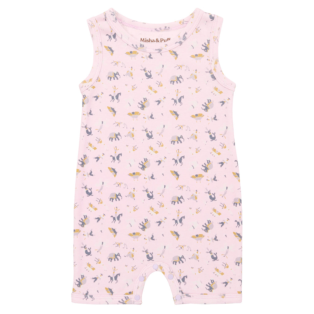 Misha & Puff Baby Tank Romper Aura Pink Circus Print