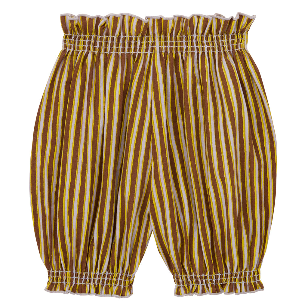 Misha & Puff Child Bloomer Shorts Cola Brown Painterly Stripes