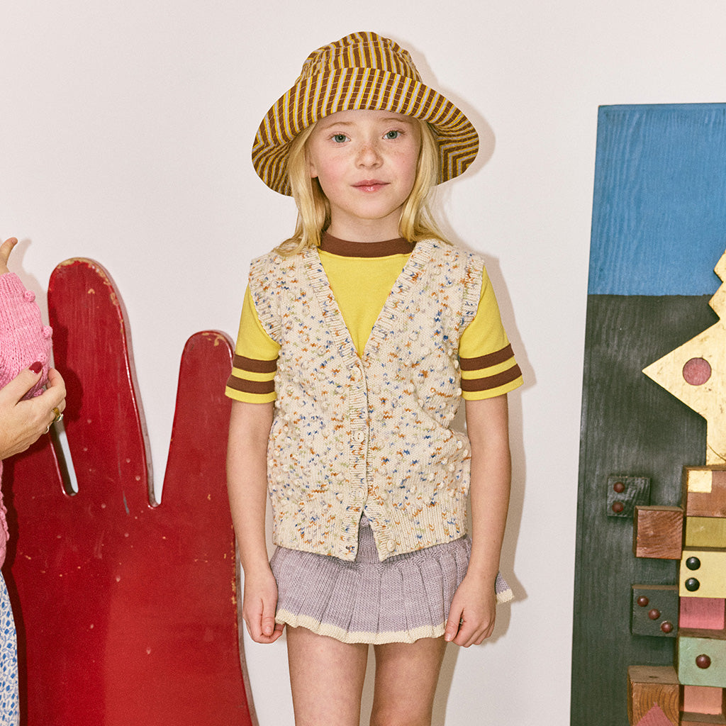 Misha & Puff Child Bucket Hat Cola Brown Painterly Stripes