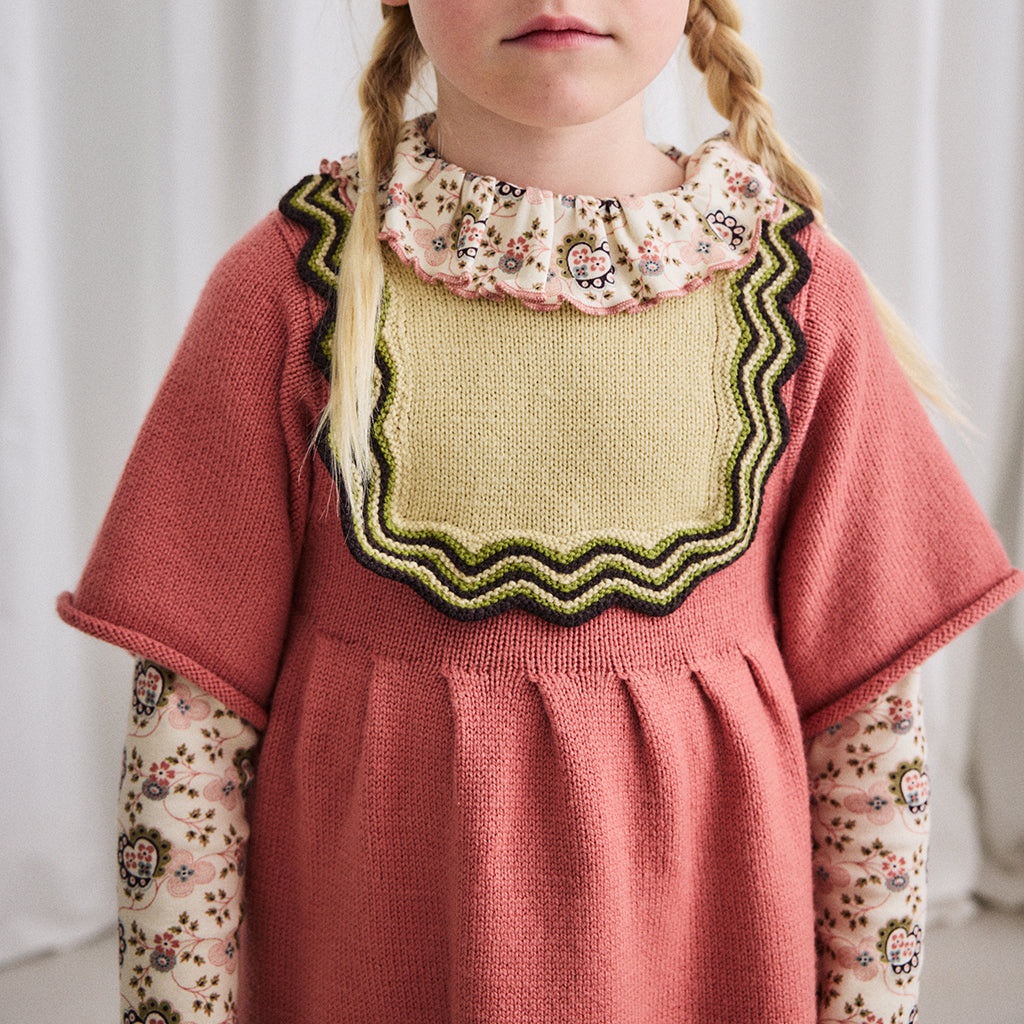 Misha & Puff Child Chevron Bib Dress Rosewood Pink
