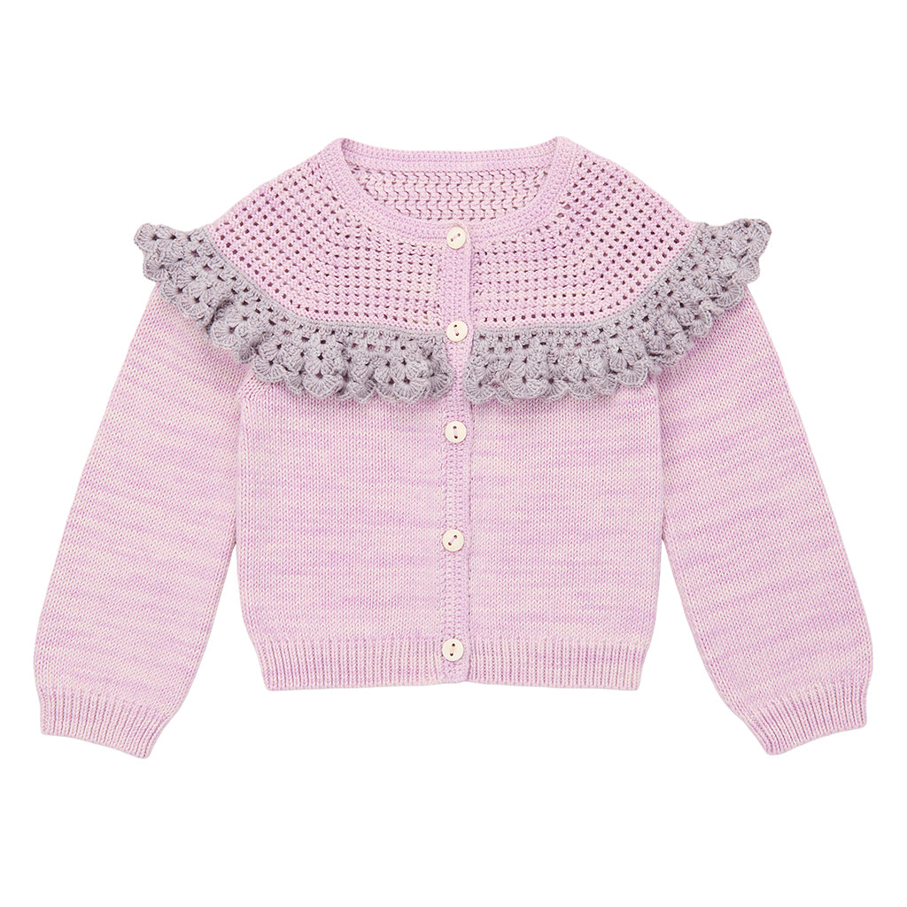 Misha & Puff Child Crochet Joya Cardigan Aura Pink