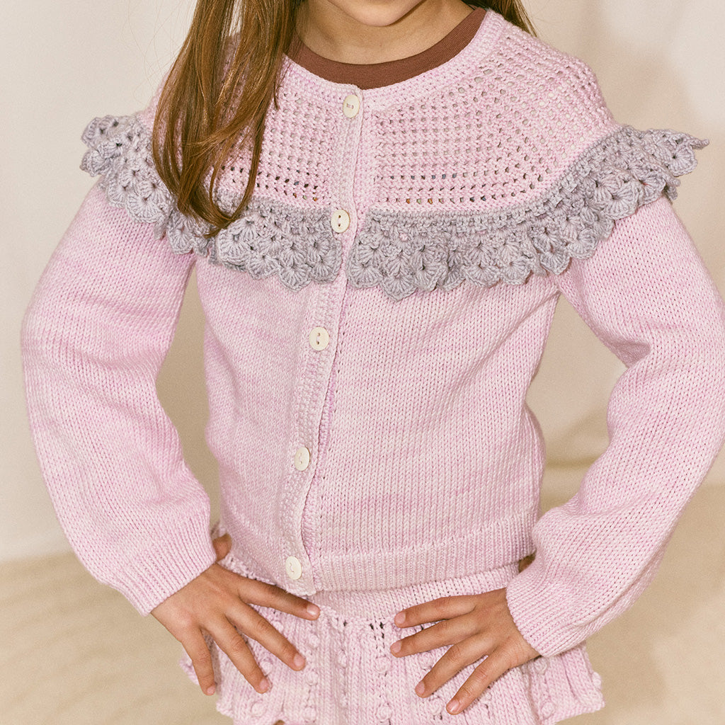 Misha & Puff Child Crochet Joya Cardigan Aura Pink
