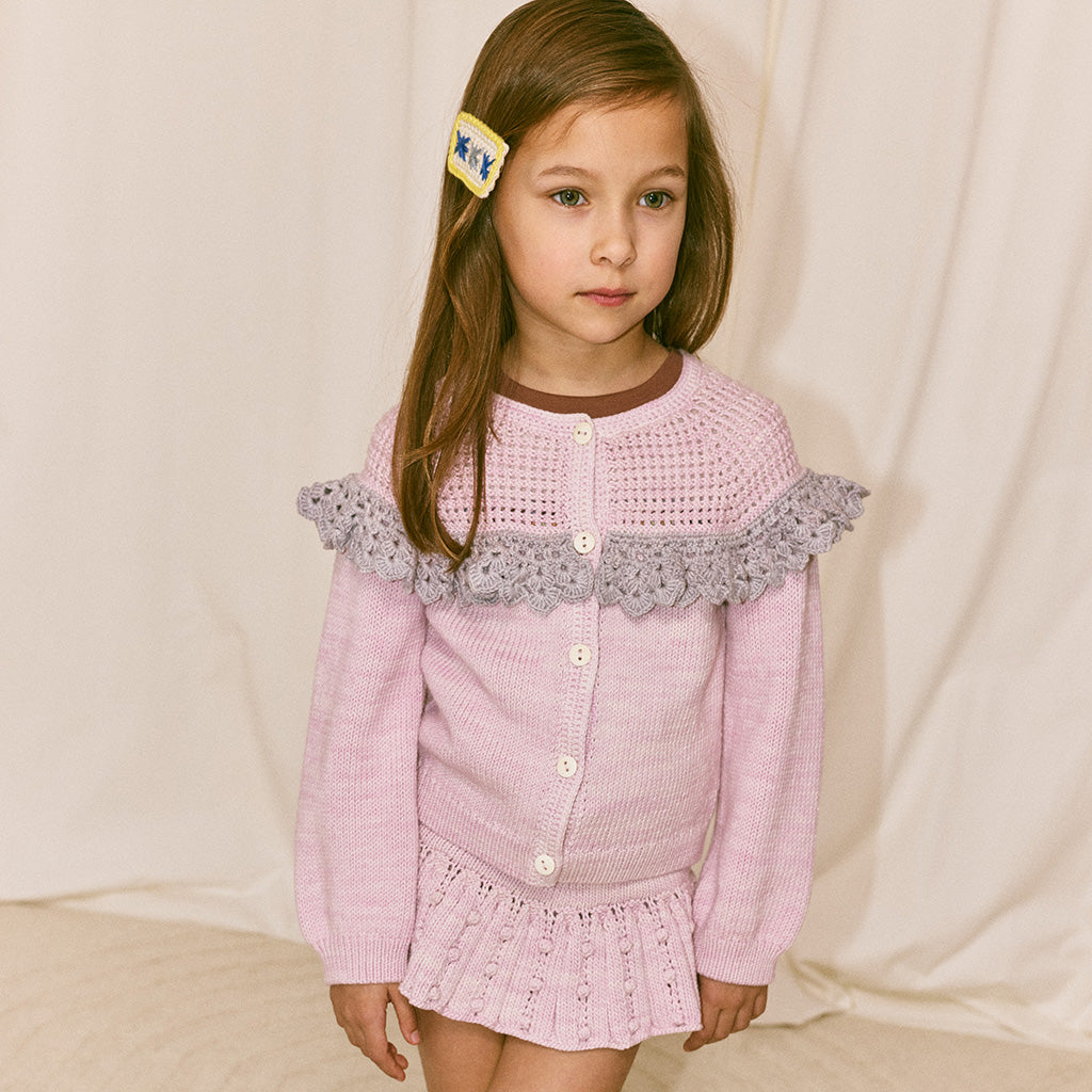 Misha & Puff Child Crochet Joya Cardigan Aura Pink