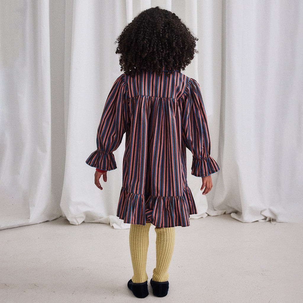 Misha & Puff Child Ingrid Dress Multicolour Raisin Vaquero Stripes