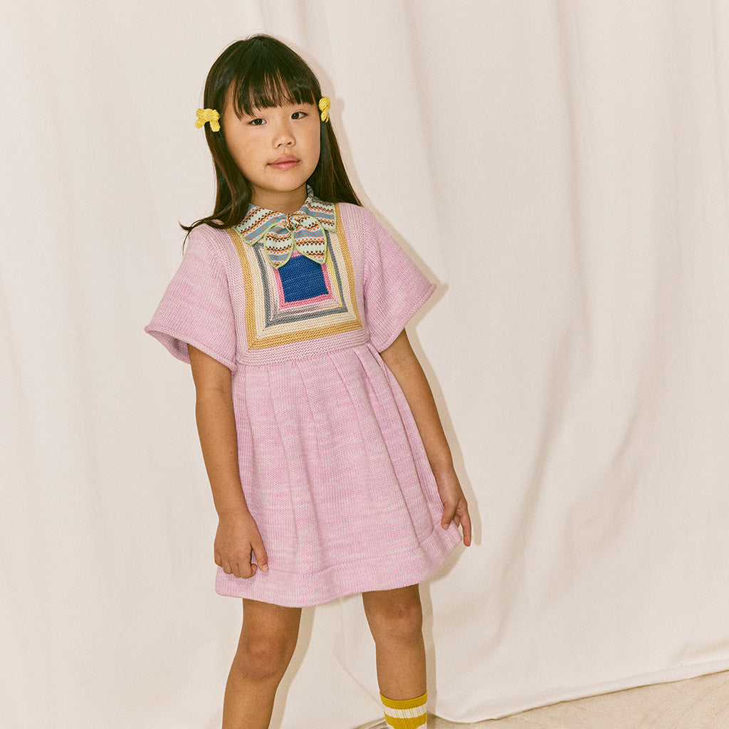 Misha & Puff Child Log Cabin Dress Aura Pink