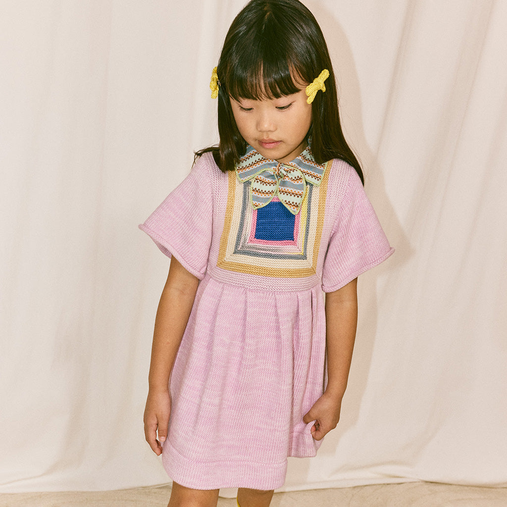 Misha & Puff Child Log Cabin Dress Aura Pink