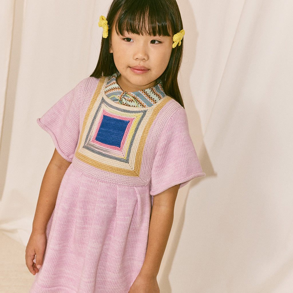 Misha & Puff Child Log Cabin Dress Aura Pink