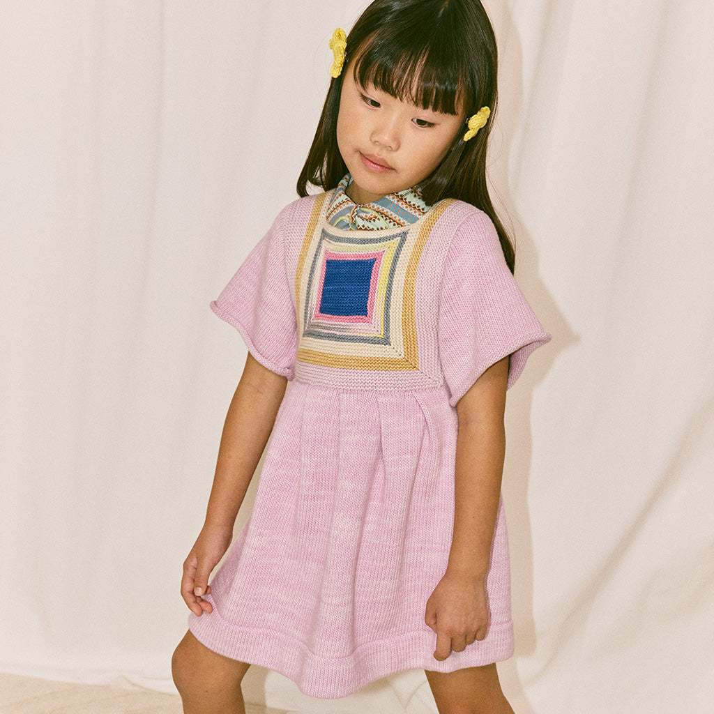 Misha & Puff Child Log Cabin Dress Aura Pink
