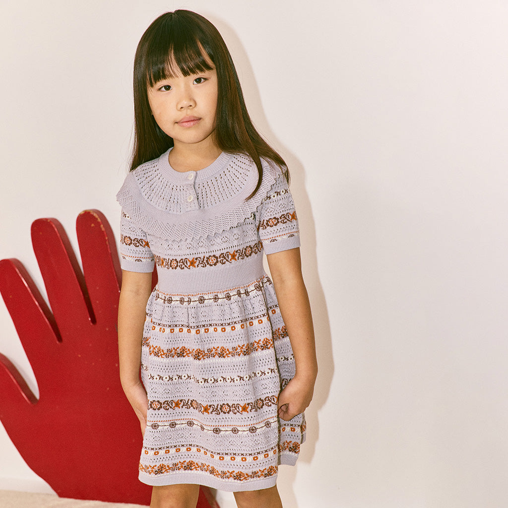 Misha & Puff Child Nadia Dress Mist Purple Eyelet Ribbon