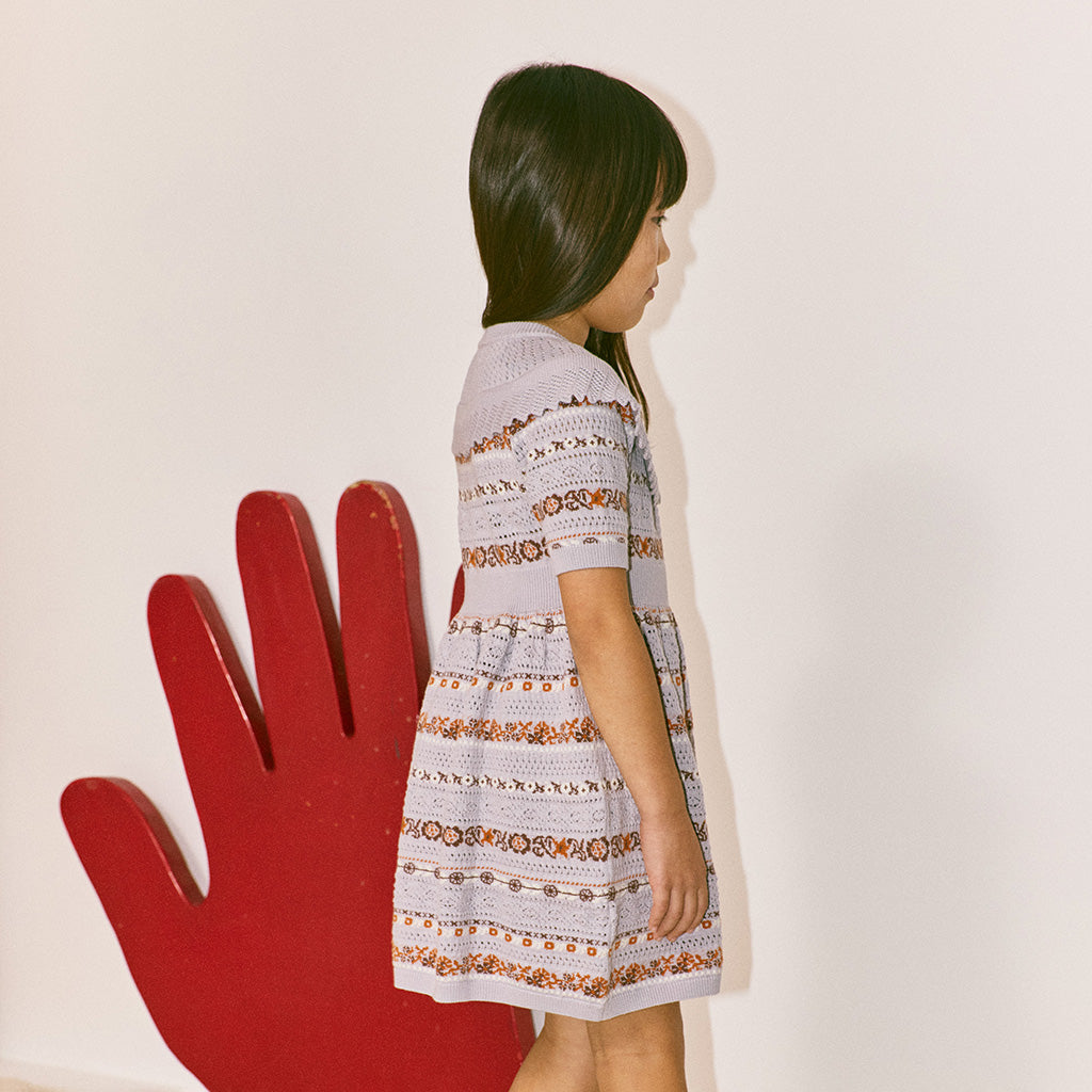 Misha & Puff Child Nadia Dress Mist Purple Eyelet Ribbon