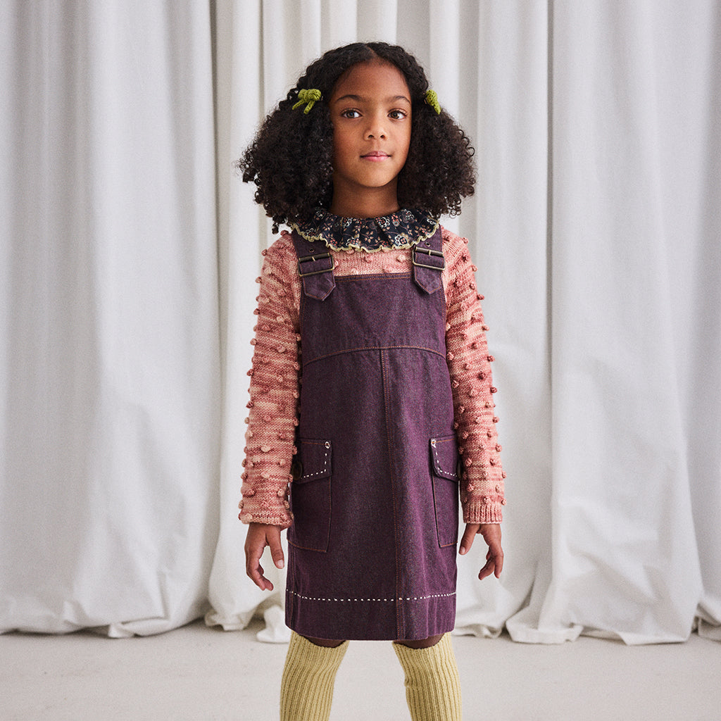 Misha & Puff Child Popcorn Sweater Prairie Rose Pink