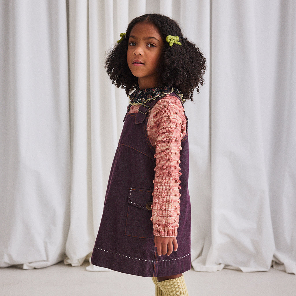 Misha & Puff Child Popcorn Sweater Prairie Rose Pink