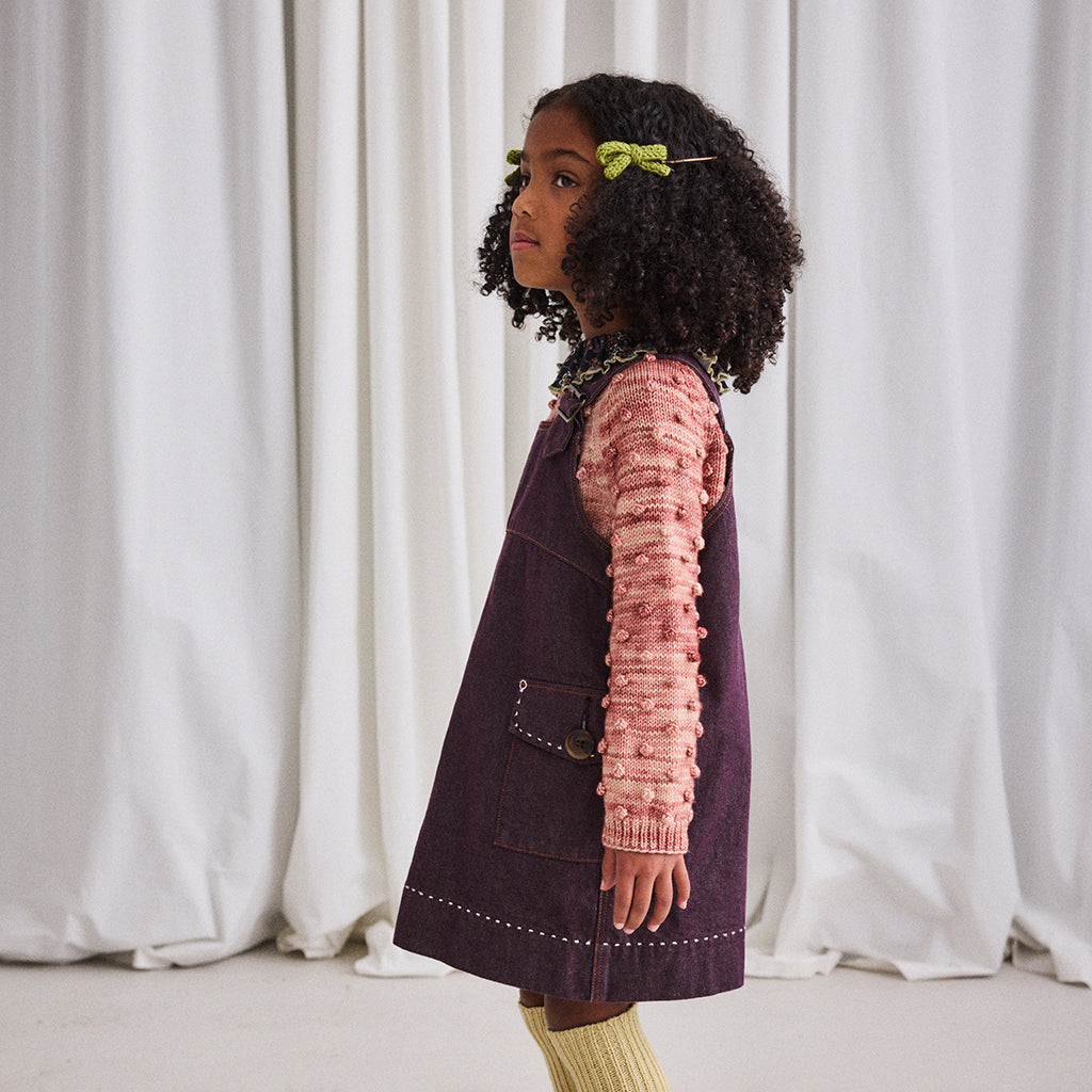 Misha & Puff Child Popcorn Sweater Prairie Rose Pink