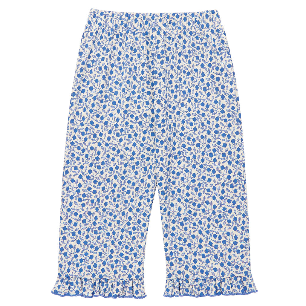 Misha & Puff Child Ruffle Pedal Pusher Pants Blue Ribbon Lisse Fields Print