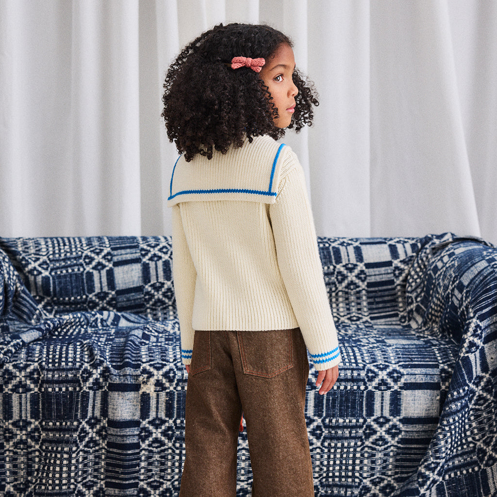 Misha & Puff Child Sailor Rib Cardigan Sugar Cream