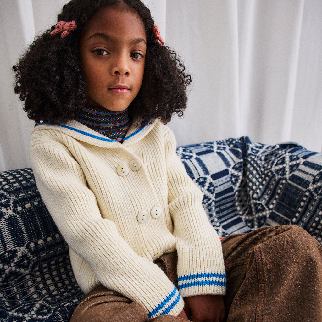 Misha & Puff Child Sailor Rib Cardigan Sugar Cream