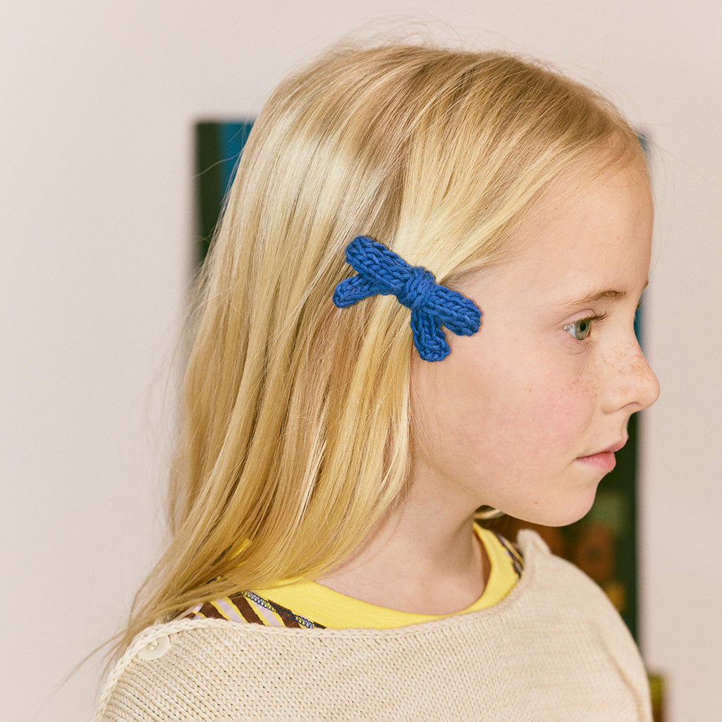 Misha & Puff Child Set Of Two Goldie Bow Hair Clips Blue Ribbon
