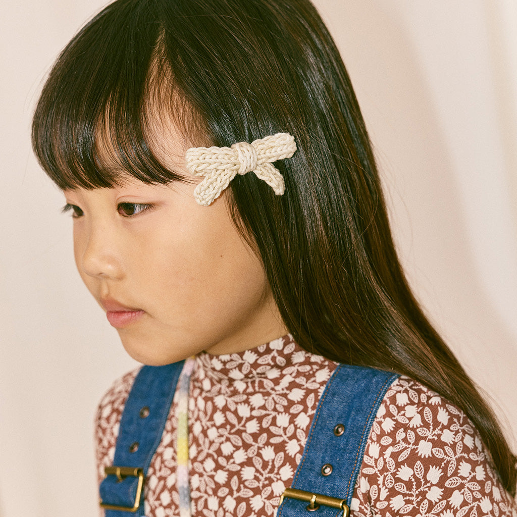 Misha & Puff Child Set Of Two Goldie Bow Hair Clips Marzipan Cream