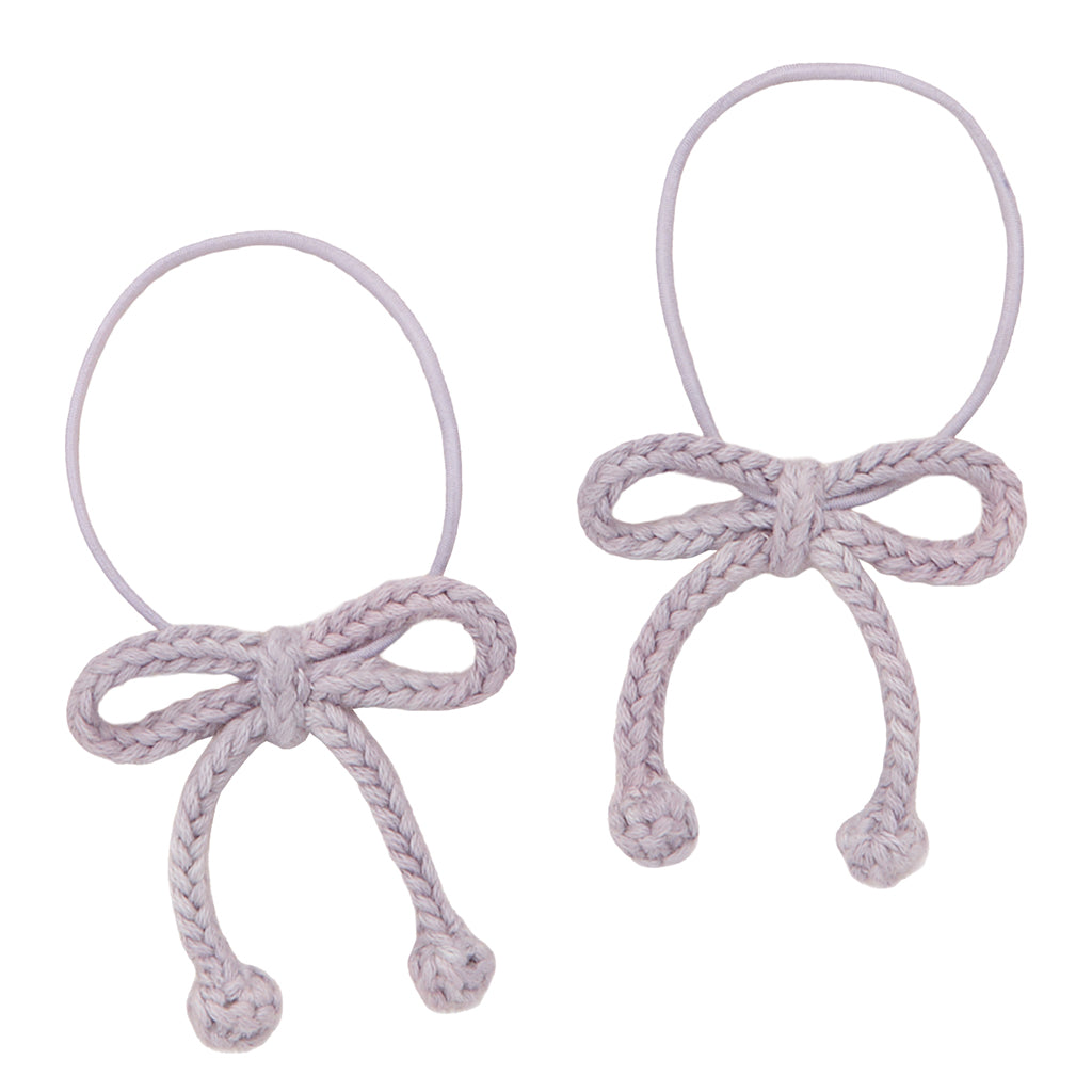 Misha & Puff Child Set Of Two Popcorn Bow Hair Elastics Mist Purple