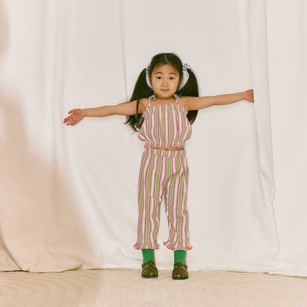 Misha & Puff Child Sydney Blouse Aqua Vaquero Stripes