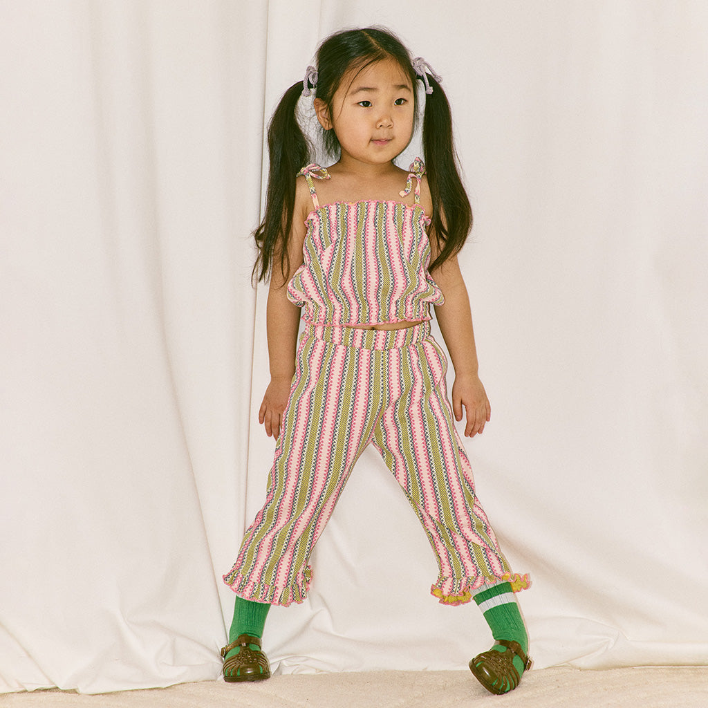 Misha & Puff Child Sydney Blouse Aqua Vaquero Stripes