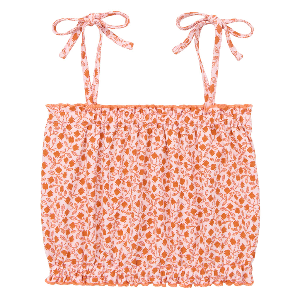 Misha & Puff Child Sydney Blouse Aura Pink Lisse Fields Print