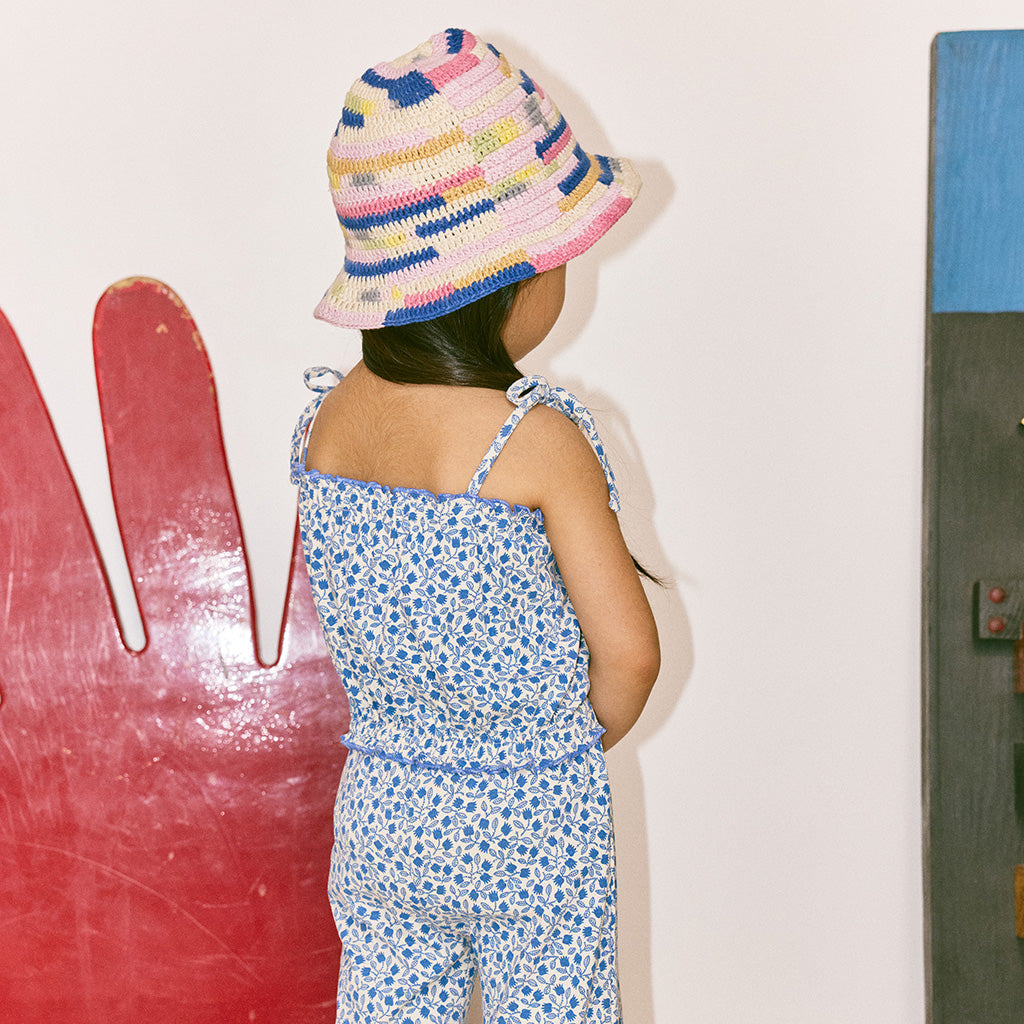 Misha & Puff Child Sydney Blouse Blue Ribbon Lisse Fields Print