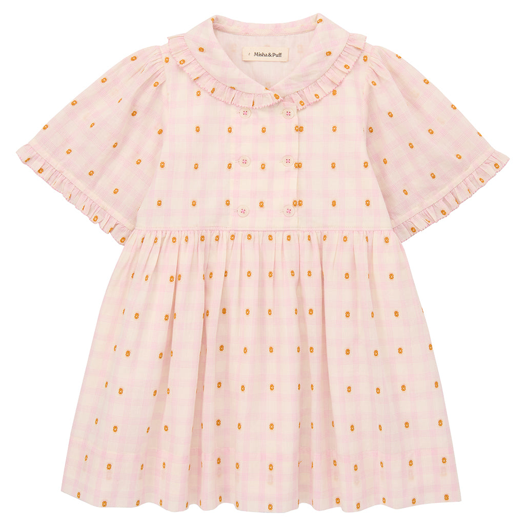 Misha & Puff Child Voyage Dress Azalea Pink Blossom Plaid