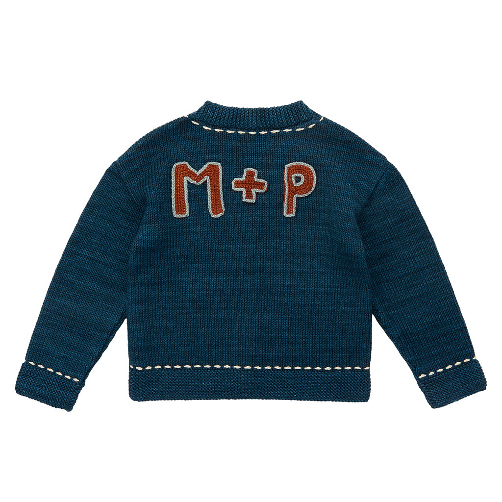 Misha & Puff Child Alma Mater Cardigan Marine Blue