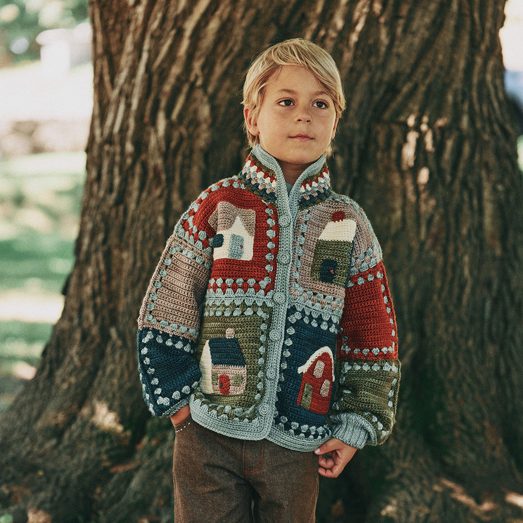 Misha & Puff Child Crochet Home Cardigan Onsen Blue