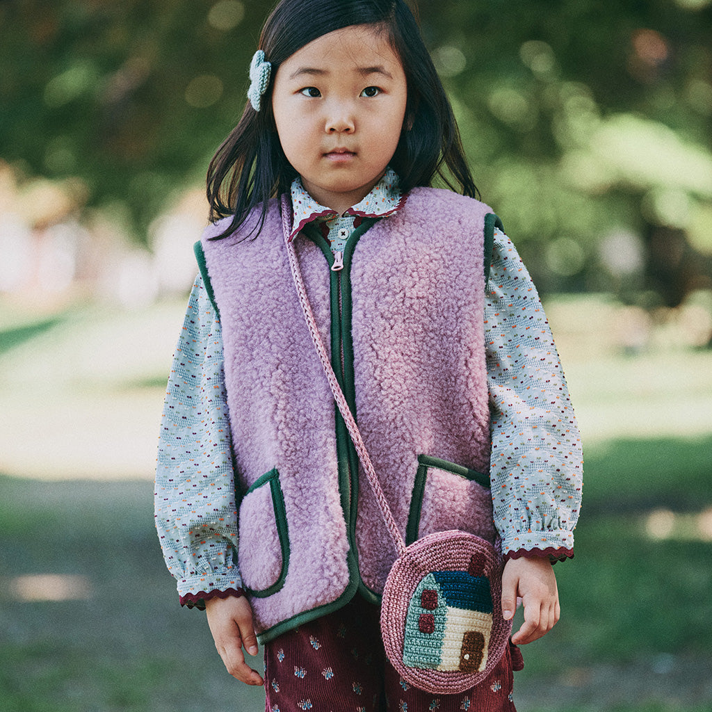 Misha & Puff Child Pepitko Vest Venetian Pink