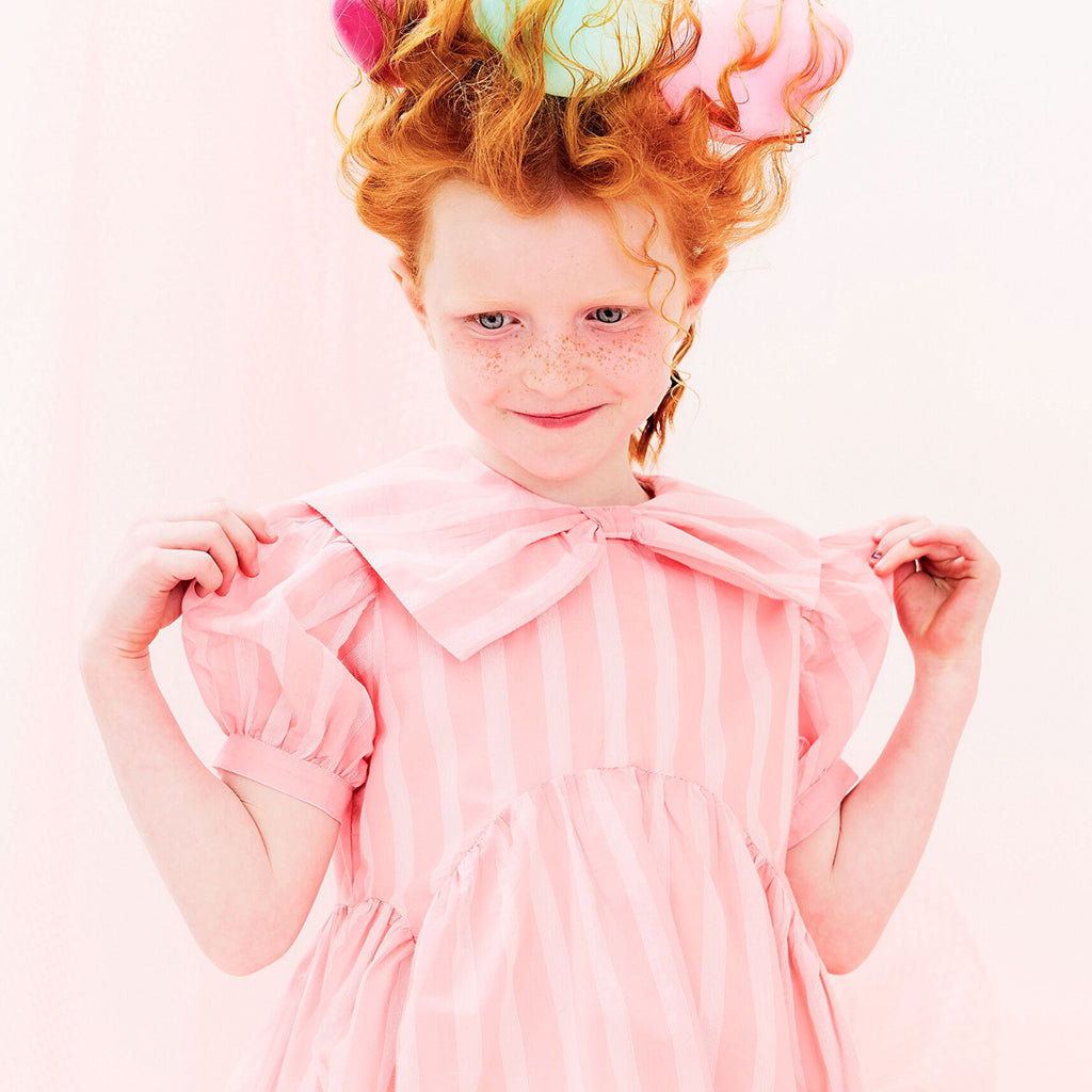 Morley Child Xilomena Bow Dress Pink Stripes
