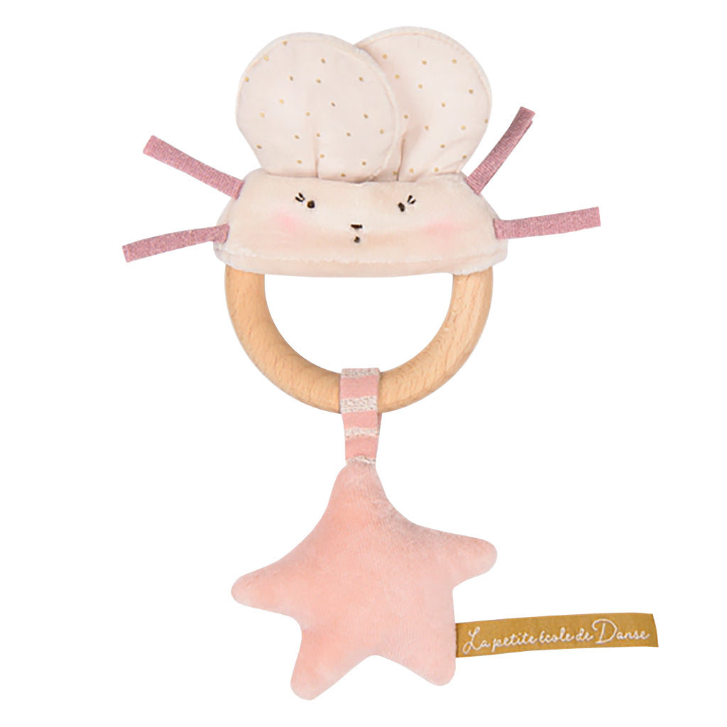 Moulin Roty La Petite École De Danse Mouse Wooden Ring Rattle