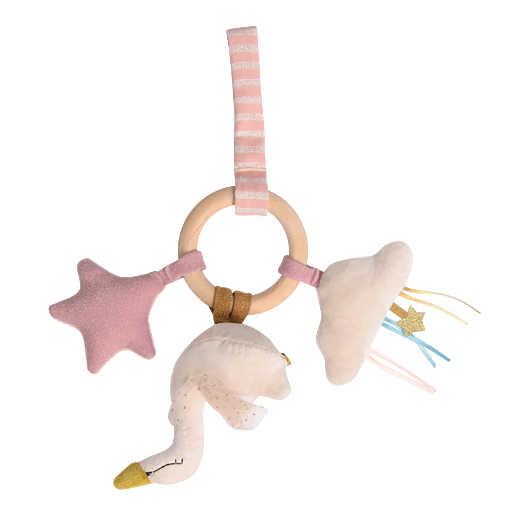Moulin Roty La Petite École De Danse Swan Wooden Ring Rattle Activity Toy