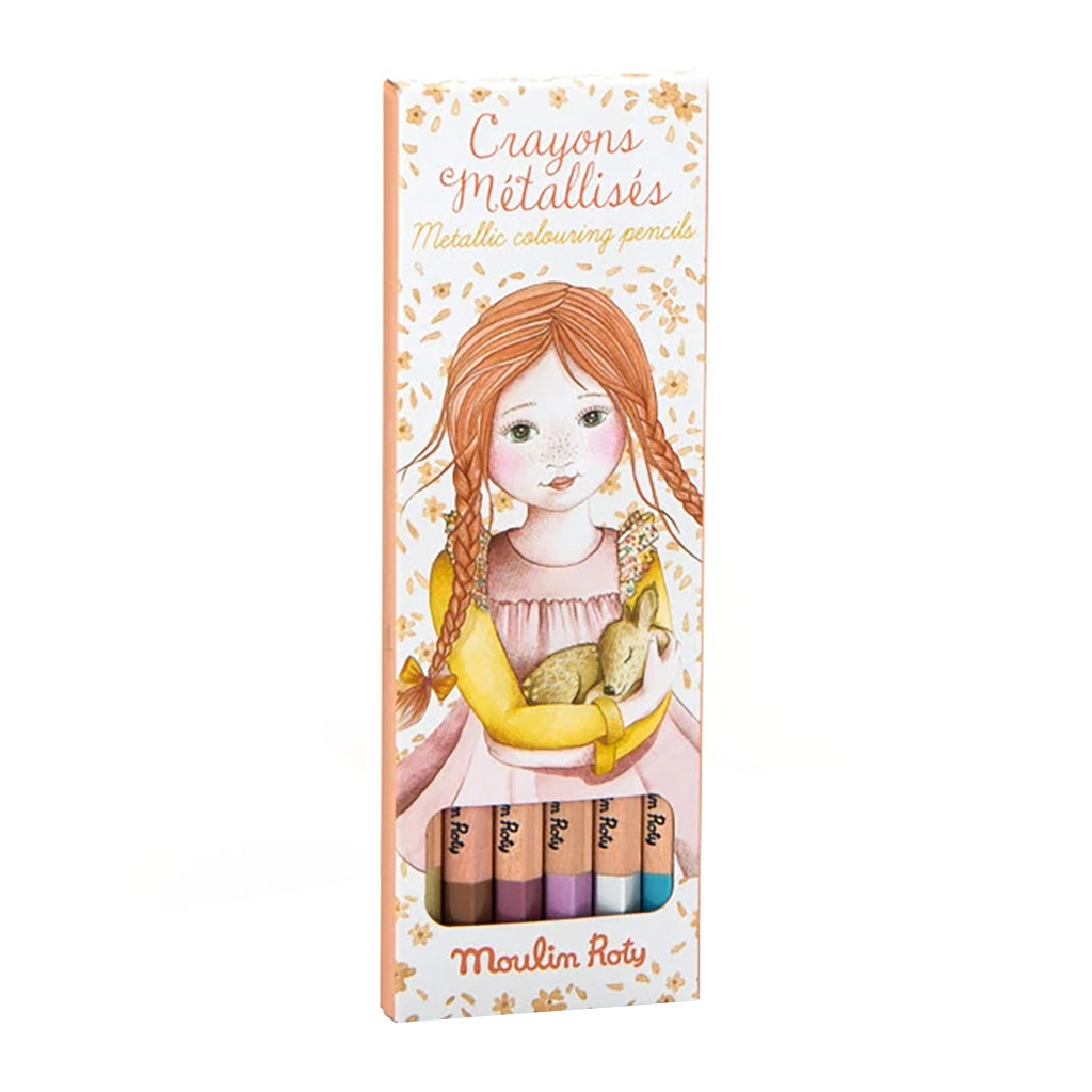 Moulin Roty Les Rosalies Set Of 6 Metallic Colouring Pencils