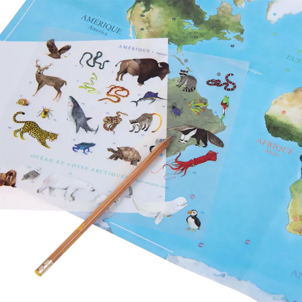 Moulin Roty Tout Autour Du Monde World Map With Animal Decals