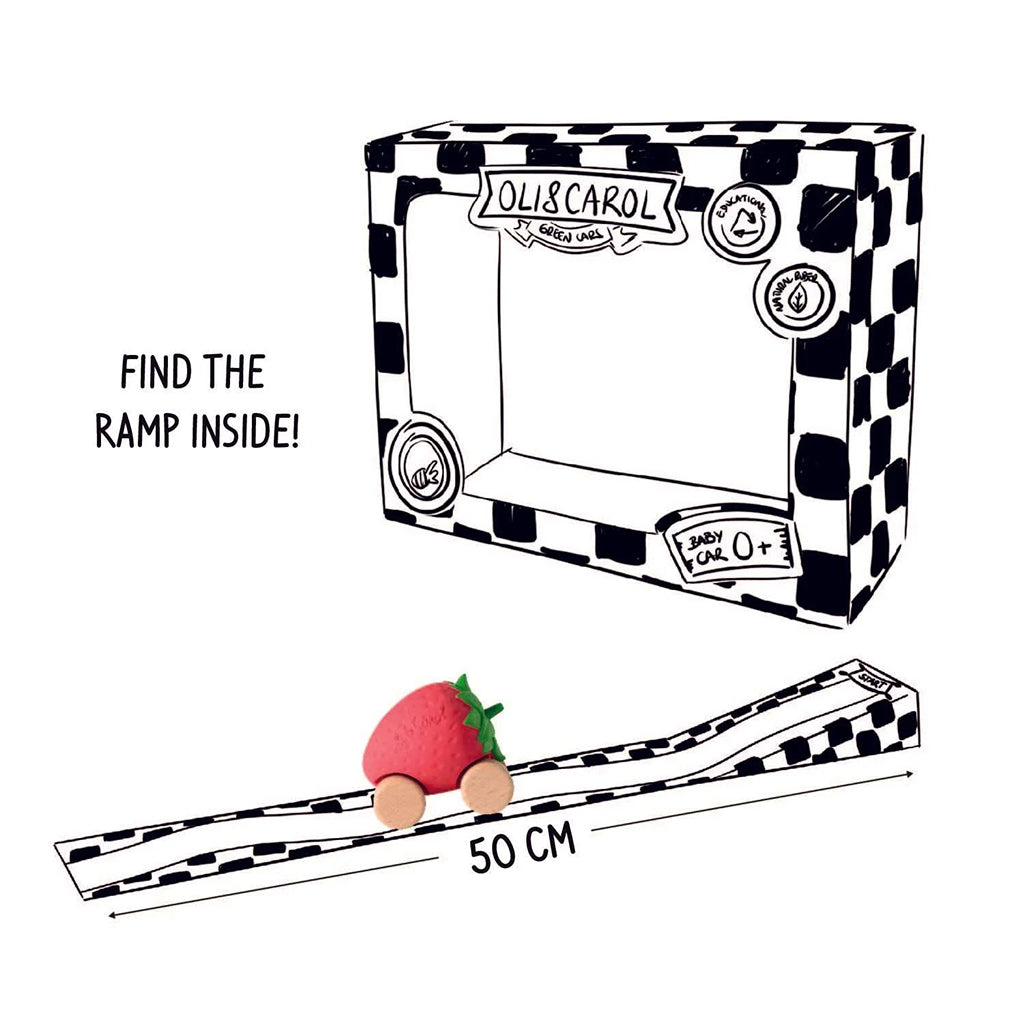 Oli&Carol Natural Rubber Sweetie The Strawberry Baby Car
