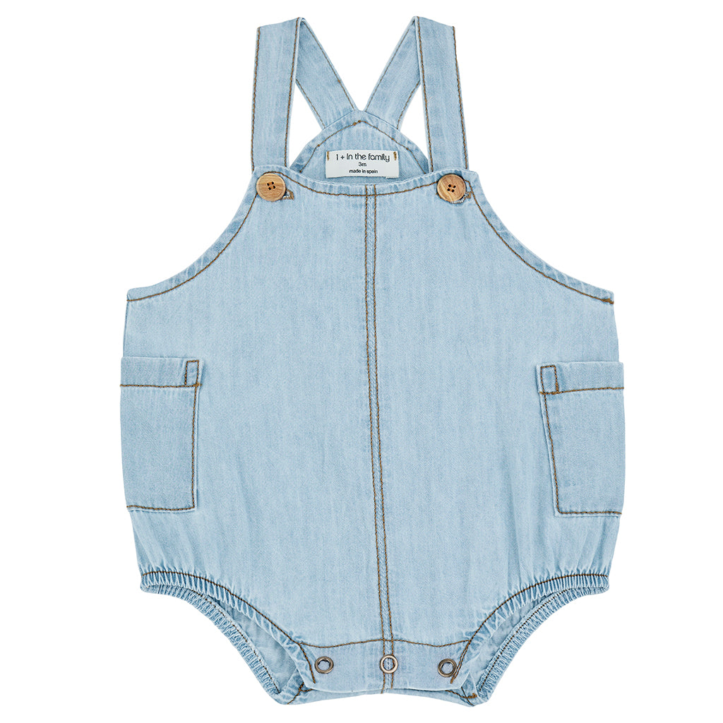1+ In The Family Baby Giorgio Romper Denim Blue
